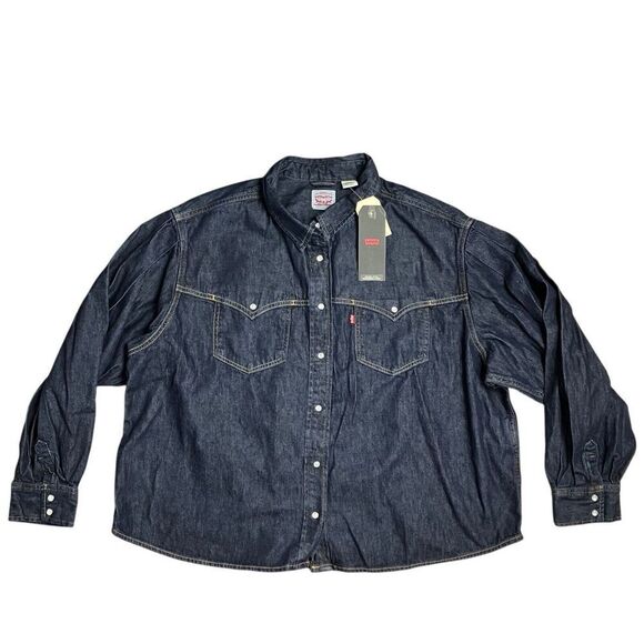Levis Shirt WMNS XL Payton Western Denim Pearl Snap Rodeo Cowboy Jean Ranch LS - Picture 2 of 11